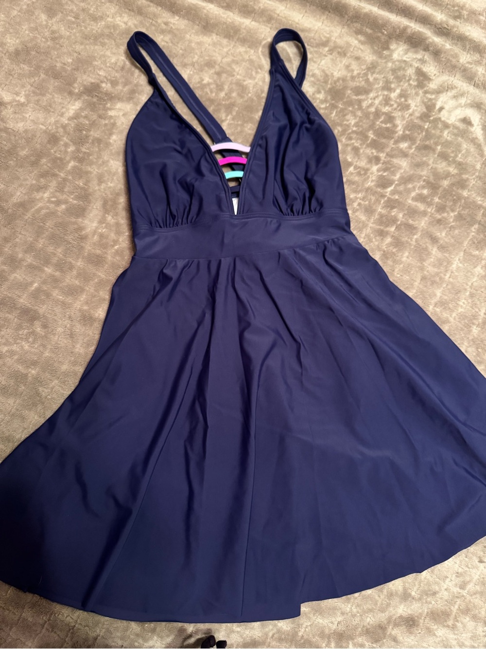 Bloom Chic Swim Dress with Colorful Strappy detail NWT